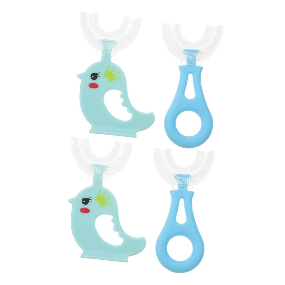 minkissy 4pcs U-Shaped Boys and Girls Toothbrushes Cartoon Soft Bristle Oral Care Tools Finger Toothbrushes for Boy Girl