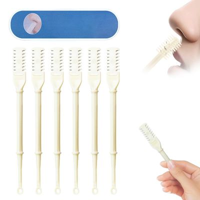 SICOSPI 2 in 1 Nasal Hair Cutter, Double Sided Nose Hair Knife, Rotating Nasal Hair Razor Cutter with Ear Picker for Women and Men, 360 Degree Rotating Manual Nose Hair Trimmer (White-6pcs)
