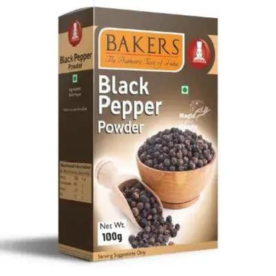 BAKERS Black Pepper Powder, Freshly Ground Spice for Enhanced Flavor in Cooking & Seasoning - 100g (Pack of 1)