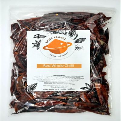 Spice Planet PURE RED CHILLI WHOLE DRIED CHILLIES CHILLI DRY CHILLY WITHOUT STALK FRESH SPICY (100 Grams)