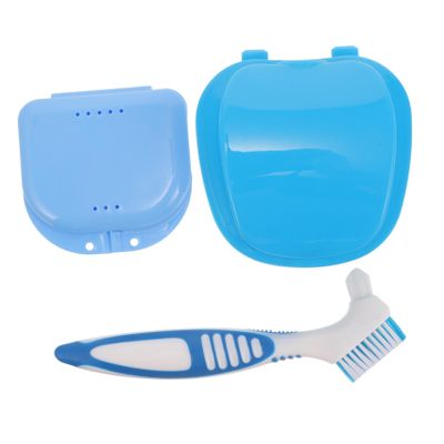Beaupretty Denture Case Set with Toothbrush Portable Partial Denture Holder Storage Box Mouth Guard Case False Teeth Container for Travel and Daily Use