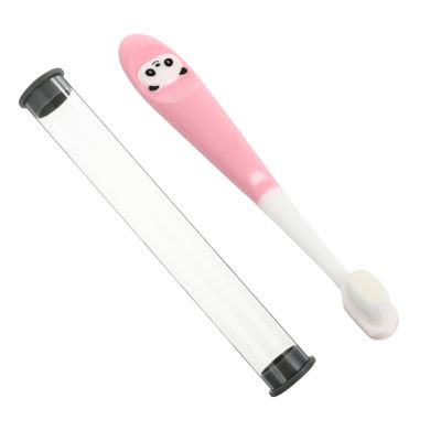 Beaupretty Kids Toothbrush with Soft Bristles, Manual Panda Toothbrush for Children Ages 2-12, Comfortable Oral Cleaning Brush with Storage Bucket, Pink Child Dental Care Tool for Daily Use