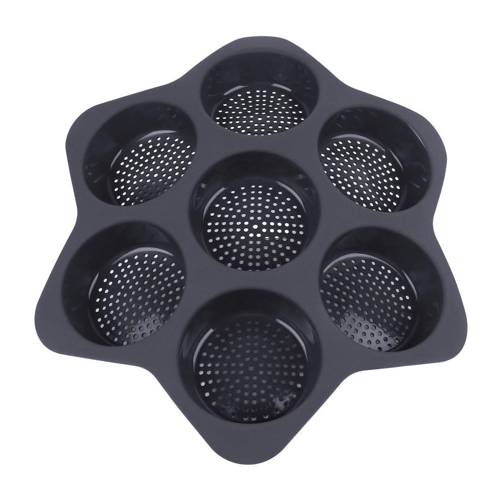 aqxreight 7 Cavity Silicone Hamburger Bun, Non Stick Baking Pan for Egg, Cornbread, Layer Cake, Soft and Flexible for Convenient Storage, High Heat -40F to 450F, Dishwasher Safe, (Grey)