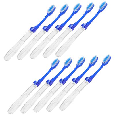 Beaupretty 10pcs Foldable Travel Toothbrushes Ergonomic Handle Portable Toothbrushes for Adults Folding Design for Camping Outdoor and Home Use