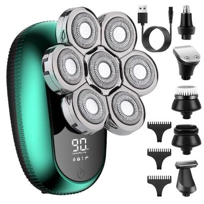 JQUAL Electric Razor for Men, 6 In 1 Electric Head Shaver For Bald Men 7D Floating Cutter Beard USB Charging Trimmer Clipper Shaving