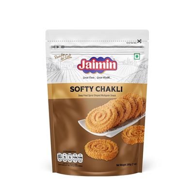 Lily's Indian Vegetarian Cuisine Present Jaimin Khatta Mitha Sweet and Salty Savoury Mix, 200g, Assorted Indian Snack Variety Pack of 1 (1, Softy-Chakli)