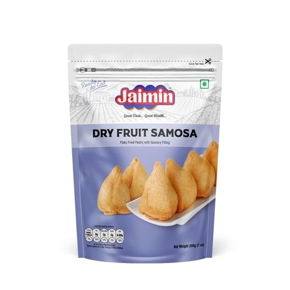 Lily's Indian Vegetarian Cuisine Present Jaimin Khatta Mitha Sweet and Salty Savoury Mix, 200g, Assorted Indian Snack Variety Pack of 1 (1, Dry-Fruit-Samosa)