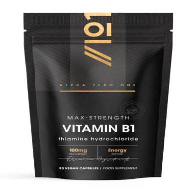 Vitamin B1 Thiamin 100mg 90 Vegan Capsules Contributes to Normal Functioning of the Nervous System Resealable and Recyclable Pouch by Alpha01