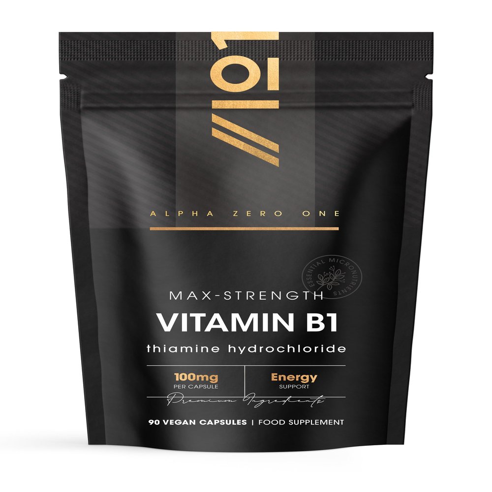 Vitamin B1 Thiamin 100mg 90 Vegan Capsules Contributes to Normal Functioning of the Nervous System Resealable and Recyclable Pouch by Alpha01