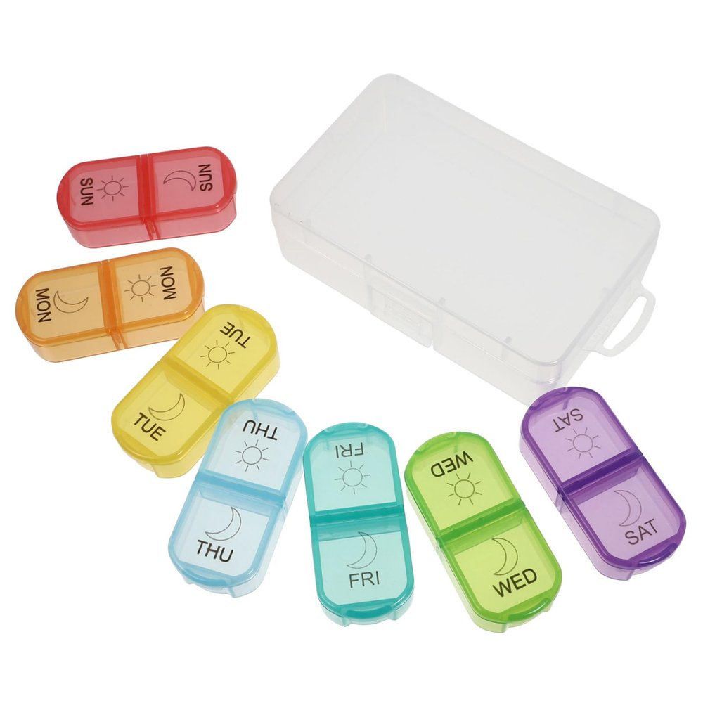 minkissy Portable Pill Box Medicine Storage Case Holder for Travel Removable Compartments for Daily Medication Management and Compact Random Color