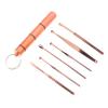 FRCOLOR Ear Picks Stainless Steel Ear Wax Remover Set 6 Pieces Portable Aluminum Alloy Sealed Tube for Home Use Rose Gold view 1