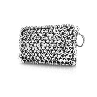 Cast Iron Cleaner Chainmail Scrubber, Chain Mail Scrubber with Silicone Insert, 316L Stainless Steel Chainmail for Cast Iron Skillet, Dutch Oven, Cookware, Kitchen Cleaning Accessory, Dishwasher Safe