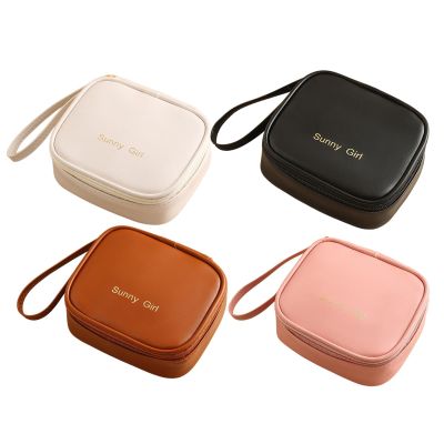 4 Sanitary Napkin Storage Bag | Period Pad Menstrual Bag Portable Zipper PU Leather - Nursing Pad Holder Menstrual Pads Bags Menstrual Pouches for Purse, First Period for Women Teen Girls