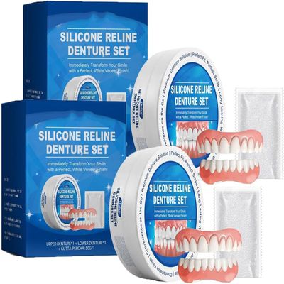 2Box Silicone Reline Denture Set, Denture Silicone Reline Kit, Soft Denture Reline Kit, Denture Repair Kit Thermoplastic Denture Adhesive