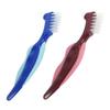 Beaupretty Denture Brush Set 2pcs Dual-Head False Toothbrushes for Denture Cleaning Travel Use with Red and Blue Handles, Soft Bristles for Elderly Oral Care view 1