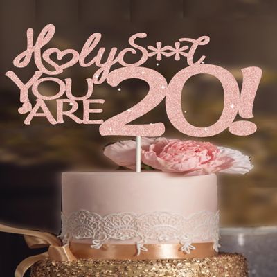 20th Birthday Cake Toppers for girl, 20th birthday decorations, Happy 20th Cake Topper, 20 cake toppers, 20th Pink Birthday Cake Topper, 20 Decorations for Cake, 20 Birthday Decorations