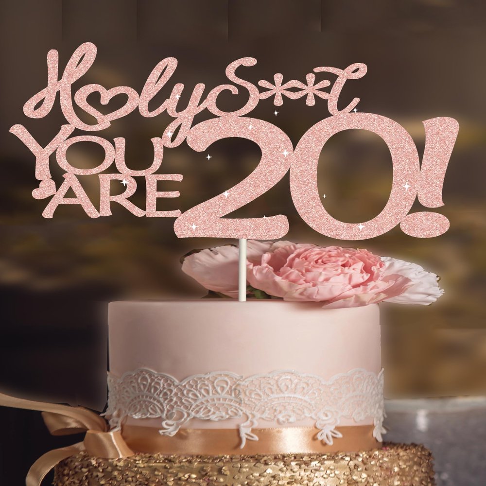 20th Birthday Cake Toppers for girl, 20th birthday decorations, Happy 20th Cake Topper, 20 cake toppers, 20th Pink Birthday Cake Topper, 20 Decorations for Cake, 20 Birthday Decorations