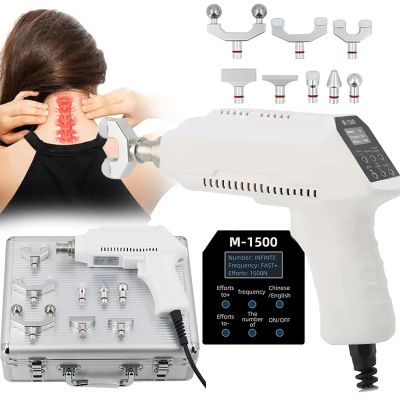 1500N Electric Chiropractic Adjusting Tool, 30 Levels Adjustable Chiropractic Activator Massager (50N-1500N), with 8 Heads, 5 Kinds of Strike Frequency, LCD Display, 2 Languages,White