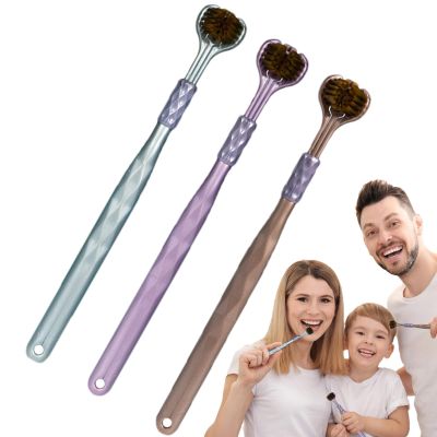3pcs or 4pcs Three-Sided Toothbrushes, Toothbrush Three Bristle Travel Toothbrus, Multi-Sided Toothbrush, Non-Slip V-Shaped Cleaning Toothbrush for Gum-Care Deep Cleaning Each Tooth