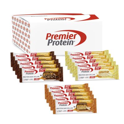 Premier Protein - Protein Bar Deluxe 40% - Multiflavourbox - 15x50g - Low sugar - Low Carb - palmlfrei