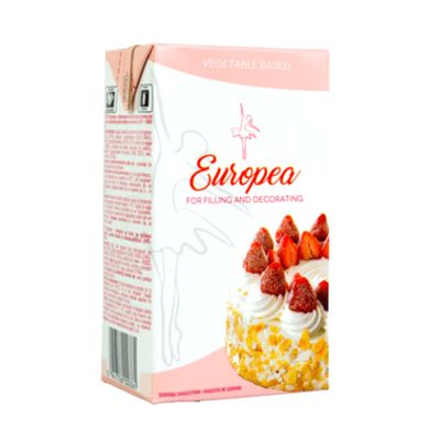 EuroCas Europea Non Dairy Whipping Cream 1L | Yellowish Sweet Palatable Creamy Texture for Desserts, Baking, Filling & Decorating | Dairy-Free Alternative to Whipping Cream (NP)