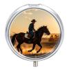 3 Compartment Medicine Pill Case Cowboys Riding Horses Printed Round Pill Box Small Pill Organizer Box for Pocket Purse Briefcase Pills Medicine Cod Liver Oil Storage Box Earplug Case view 1
