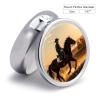 3 Compartment Medicine Pill Case Cowboys Riding Horses Printed Round Pill Box Small Pill Organizer Box for Pocket Purse Briefcase Pills Medicine Cod Liver Oil Storage Box Earplug Case view 2