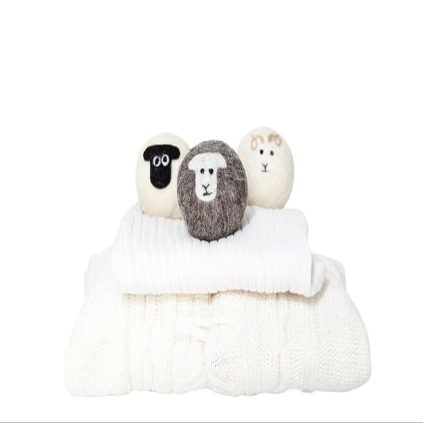 Wool Dryer Balls, Pack of 3 English Sheep Breed, Felted Laundry Balls, Reusable, Chemical Free Laundry, Natural Fabric Softener