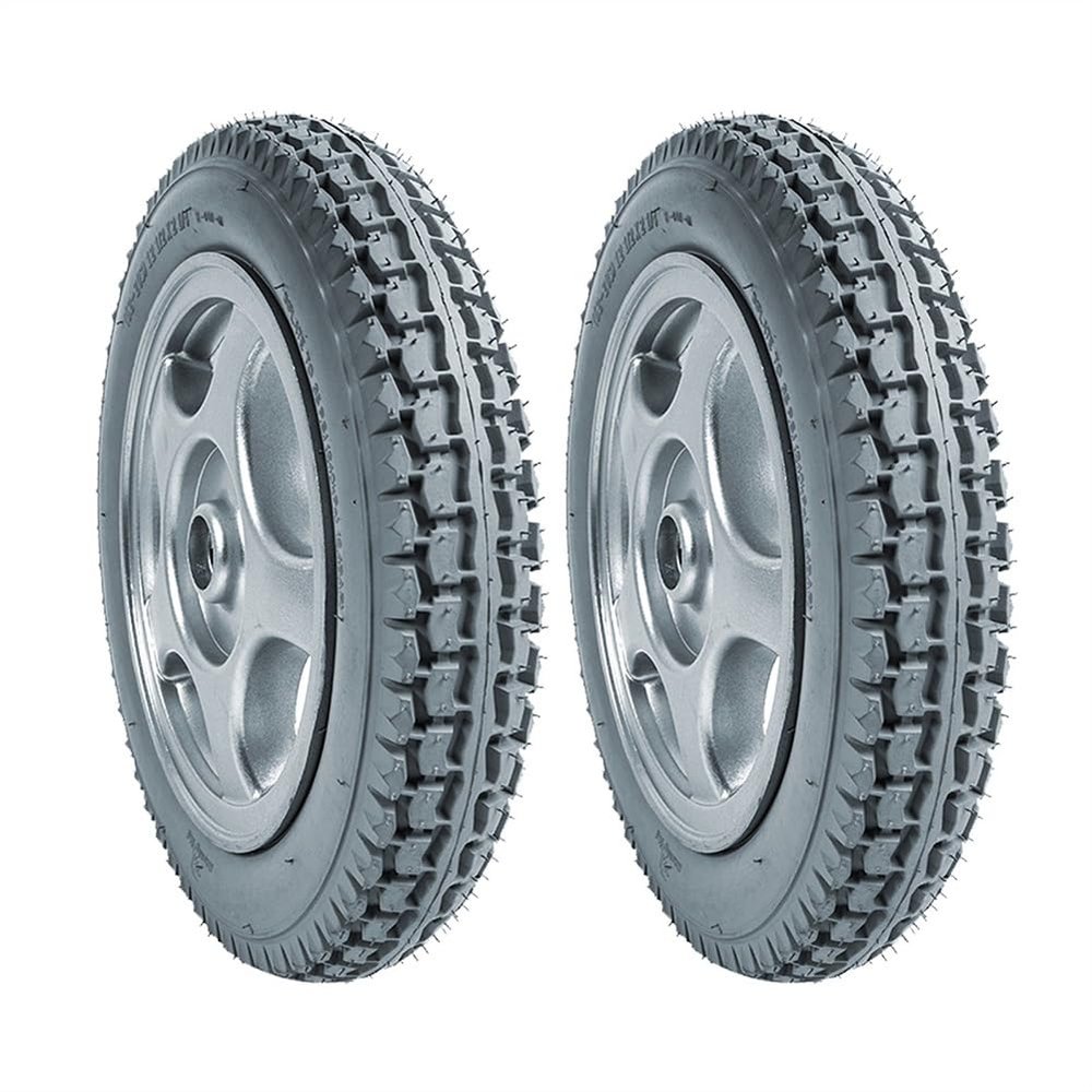 12 Inch Electric Wheelchair Replacement Rear Wheels, 12 1/22 1/4 Rubber Solid Tires, Wheels Assembly, Bearing 17mm(11/16inch), 1 Pair
