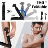 Back Hair Shaver, Back Shaver for Men with 2 Shaving Heads Foldable Back Shaver for Men Back Hair Removal Epilator for Men Body Shaver for Men with Ergonomic Handle for Face, Arm, Chin view 2