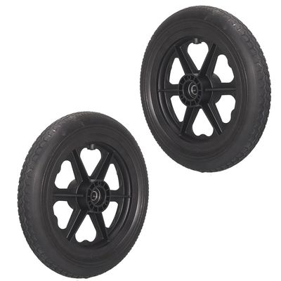 12 Inch Manual Wheelchair Rear Wheel, 12 1/22 1/4 Replacement Wheelchair Wheel Accessories, Non-Pneumatic Solid Rear Wheel, Bearing 12mm, 1 Pair(Black)