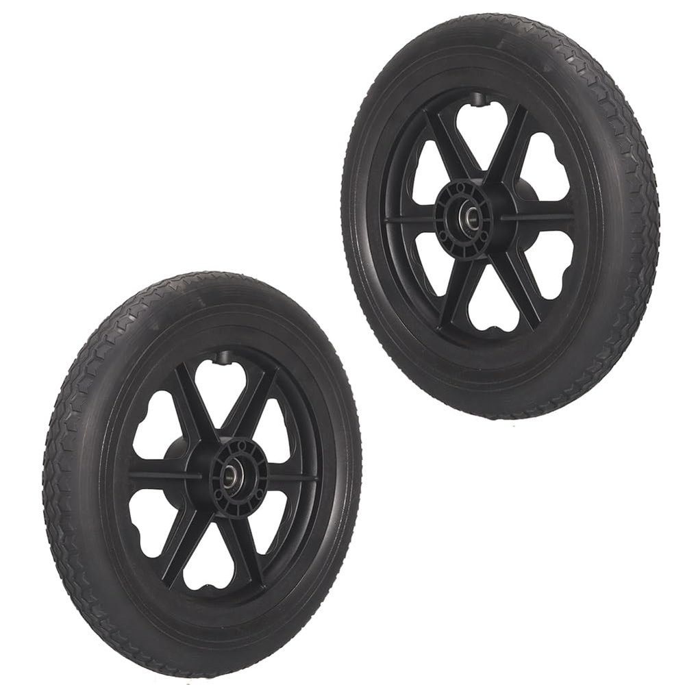 12 Inch Manual Wheelchair Rear Wheel, 12 1/22 1/4 Replacement Wheelchair Wheel Accessories, Non-Pneumatic Solid Rear Wheel, Bearing 12mm, 1 Pair(Black)