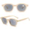 ABETOS Reading Sunglasses Women Men UV400 Protection Blue Light Blocking Classic Trendy Outdoor Sun Readers Tinted Reading Eyeglasses, Beige Frame Grey Lens+3.0 view 2