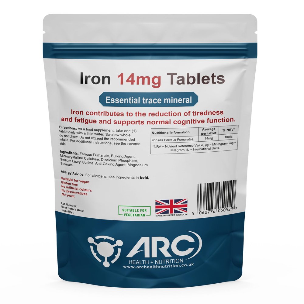 Gentle Iron Supplement 180 Tablets - Vegan Elemental Iron Supplements for Women & Men, Energy Tablets, Reduces Tiredness and Fatigue Vitamin, Made in The UK
