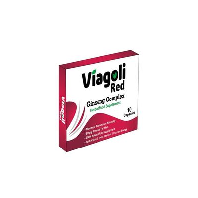Viagoli Red | 700mg 10 Ginseng Capsules for Men | Extra Strength Herbal Blend for Energy, Endurance & Vitality | Natural Wellness Support