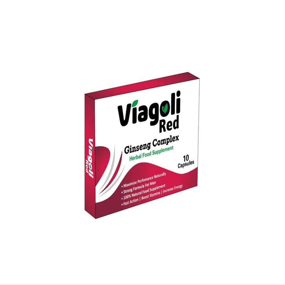 Viagoli Red | 700mg 10 Ginseng Capsules for Men | Extra Strength Herbal Blend for Energy, Endurance & Vitality | Natural Wellness Support