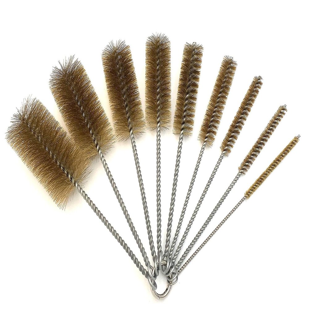 GEDRACKPMYN Tracheostomy Brushes, 9 Pcs Extra Long Straw Cleaners, Pipe Cleaning Brush Set with Brass Bristles for Auto Parts, Bottles, Tubes, Etc