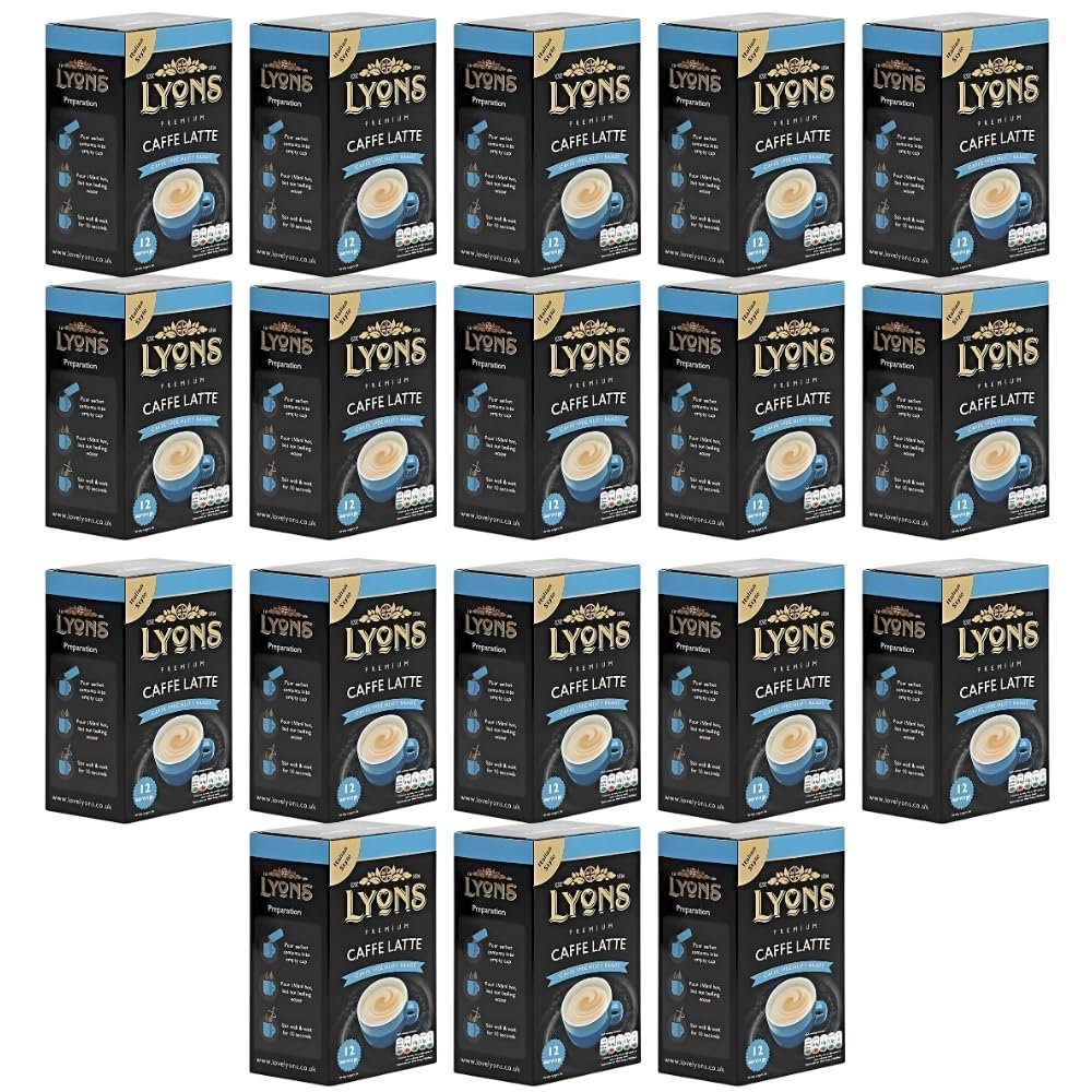 Premium Instant Coffee Sachets Individually Wrapped Gluten-Free Vegetarian Coffee Bag with Mug (18X 12Sachets, Caffe Latte)
