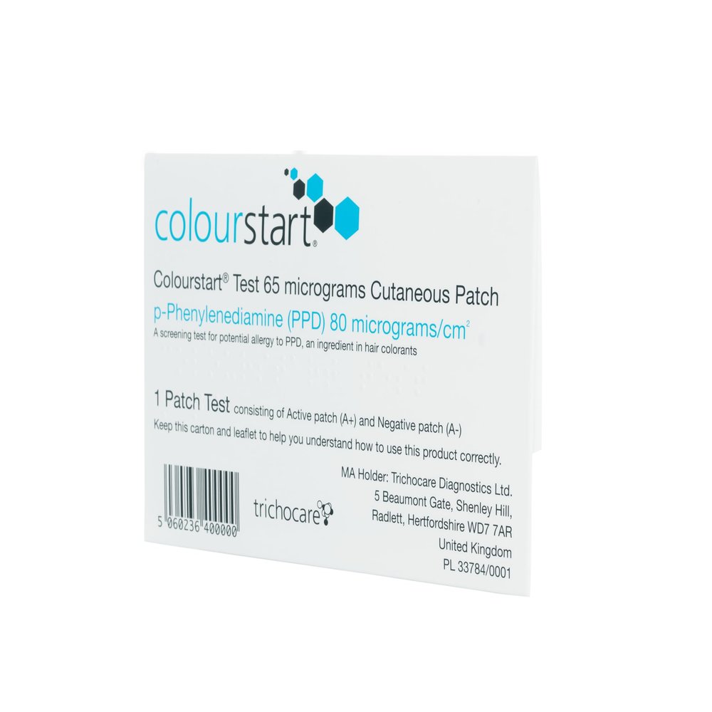 Colourstart Test 65 mcg Cutaneous Patch Download The Colourstart Passport App Before Using Colourstart Allergy Screening: Clinically Proven Tests for Hair Colour Allergy (PPD). Single Use.