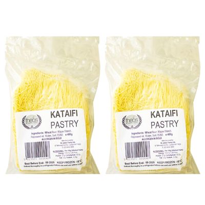 Original 2x Pack Oz Yufka Fresh Kataifi Kadayif Shredded Fillo Dough Pastry Kadaifi Threads Taze Kadayif for Dubai Chocolate 400 G by Turkish Online Market UK