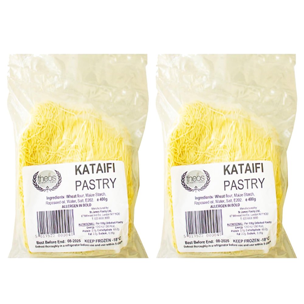Original 2x Pack Oz Yufka Fresh Kataifi Kadayif Shredded Fillo Dough Pastry Kadaifi Threads Taze Kadayif for Dubai Chocolate 400 G by Turkish Online Market UK