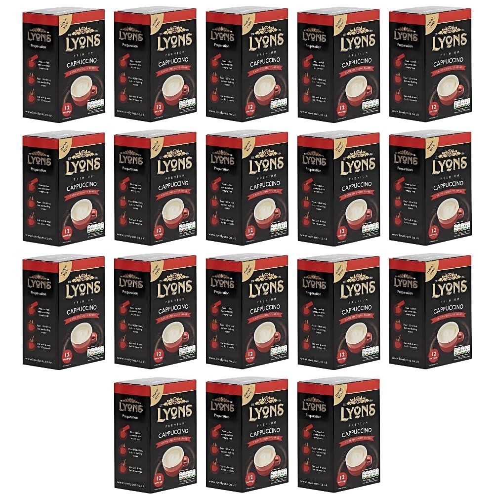 Premium Instant Coffee Sachets Individually Wrapped Gluten-Free Vegetarian Coffee Bag with Mug (18X 12Sachets, Cappuccino)