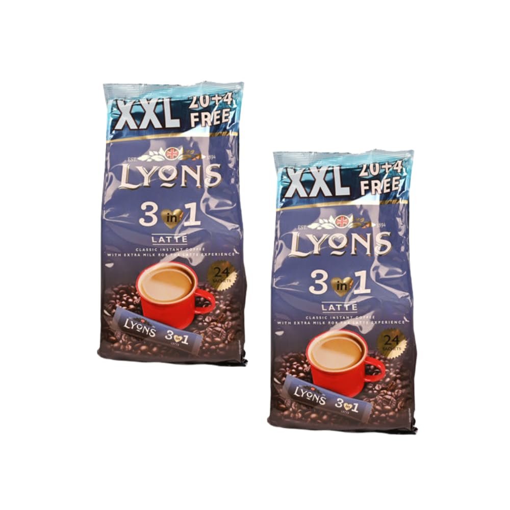 Premium Instant Coffee Sachets Individually Wrapped Gluten-Free Vegetarian Coffee Bag with Mug (2X 24Sachets, 3in1 Latte)