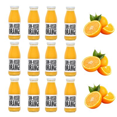 PRESSUICE Fresh Sun Kissed Orange Juice not from concentrate - 12 bottles pack x 250 ml Fruit Juices NFC - Pressed Semi Sweet Drink - No added Sugar - Natural Press - For drinks lemonades cocktails