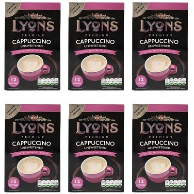 Premium Instant Coffee Sachets Individually Wrapped Gluten-Free Vegetarian Coffee Bag with Mug (6X 12Sachets, Unsweetened Cappuccino)