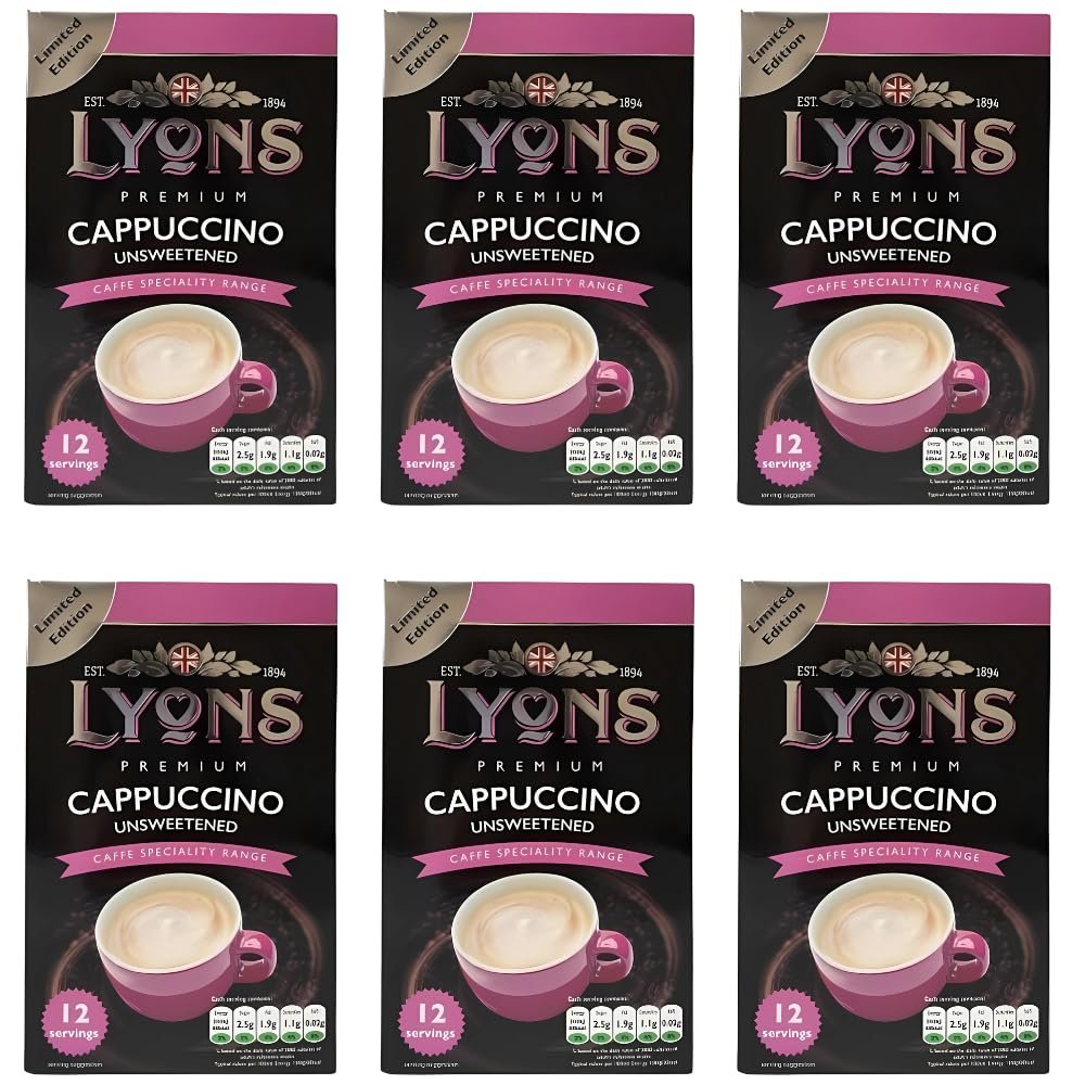Premium Instant Coffee Sachets Individually Wrapped Gluten-Free Vegetarian Coffee Bag with Mug (6X 12Sachets, Unsweetened Cappuccino)