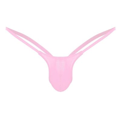 Mens Briefs Pink 1pc Sexy Mens G-Strings Men's Thong Underwear Plain Bulge Pouch Low Rise Bikini Thongs Underpants Knickers Men Sissy Lingerie Joke Secret Gift