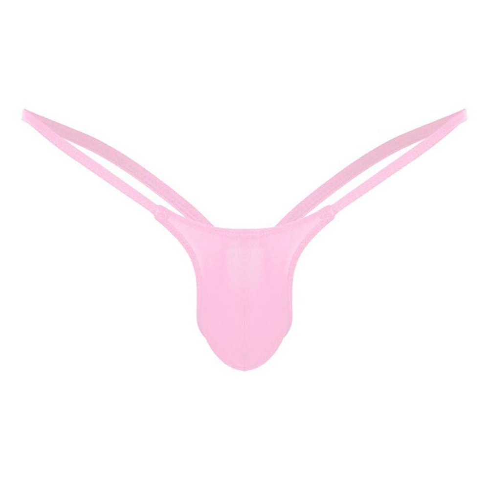 Mens Briefs Pink 1pc Sexy Mens G-Strings Men's Thong Underwear Plain Bulge Pouch Low Rise Bikini Thongs Underpants Knickers Men Sissy Lingerie Joke Secret Gift