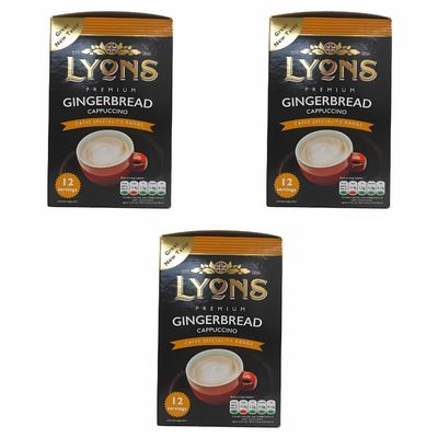Premium Instant Coffee Sachets Individually Wrapped Gluten-Free Vegetarian Coffee Bag with Mug (3X 12Sachets, Gingerbread Cappuccino)