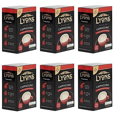 Premium Instant Coffee Sachets Individually Wrapped Gluten-Free Vegetarian Coffee Bag with Mug (6X 12Sachets, Cappuccino)